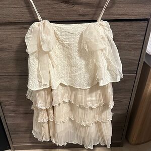 Cream Layered Ruffle Dress size S